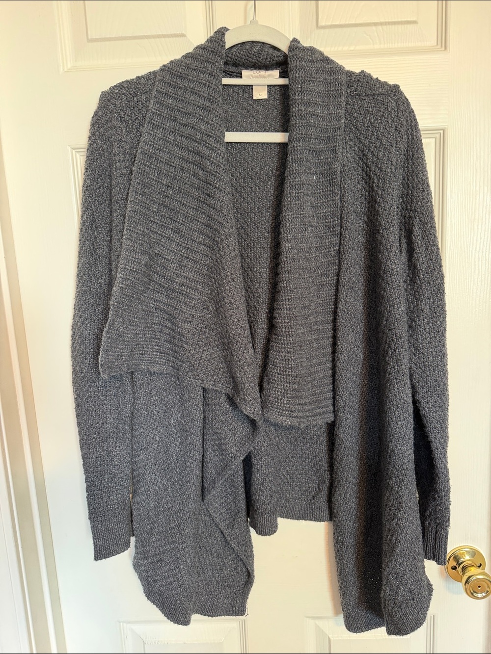 Cozy Open-Front Gray Knit Cardigan Sweater (0009)